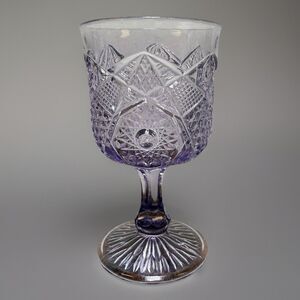 Keystone Goblet Lavender Clear U.S. Glass #15,024 AKA (Omnibus/Pathfinder) c1910
